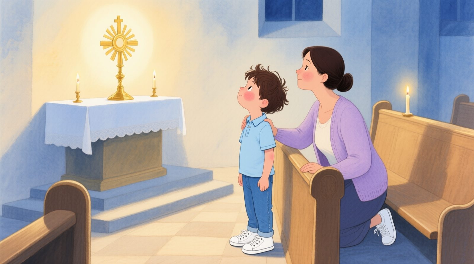 Carlo criança na igreja