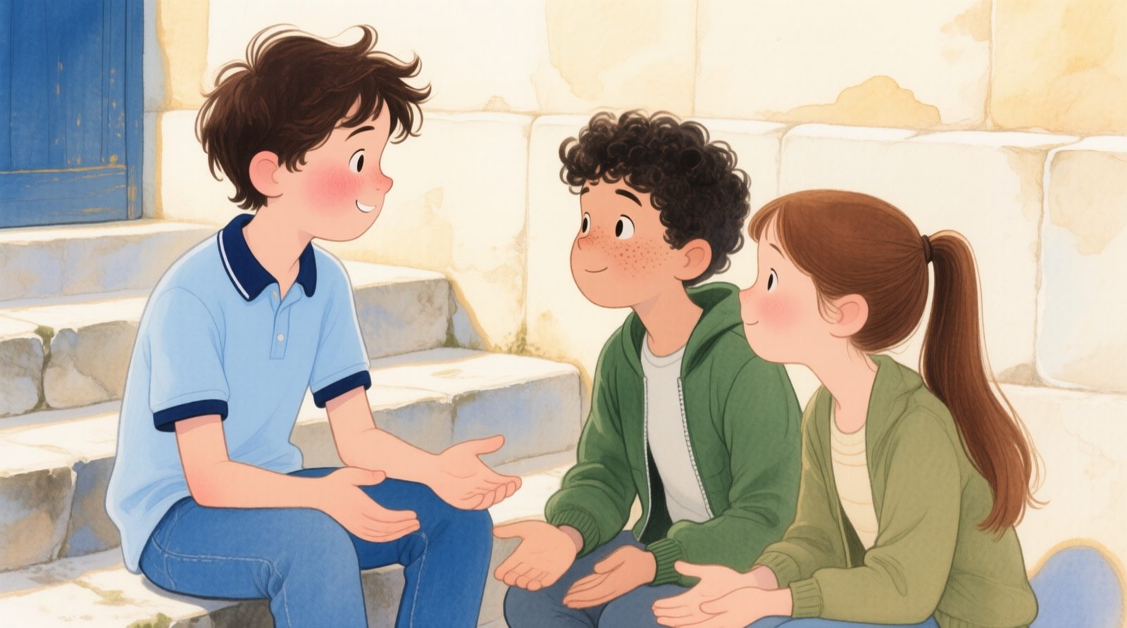 Carlo conversando com amigos