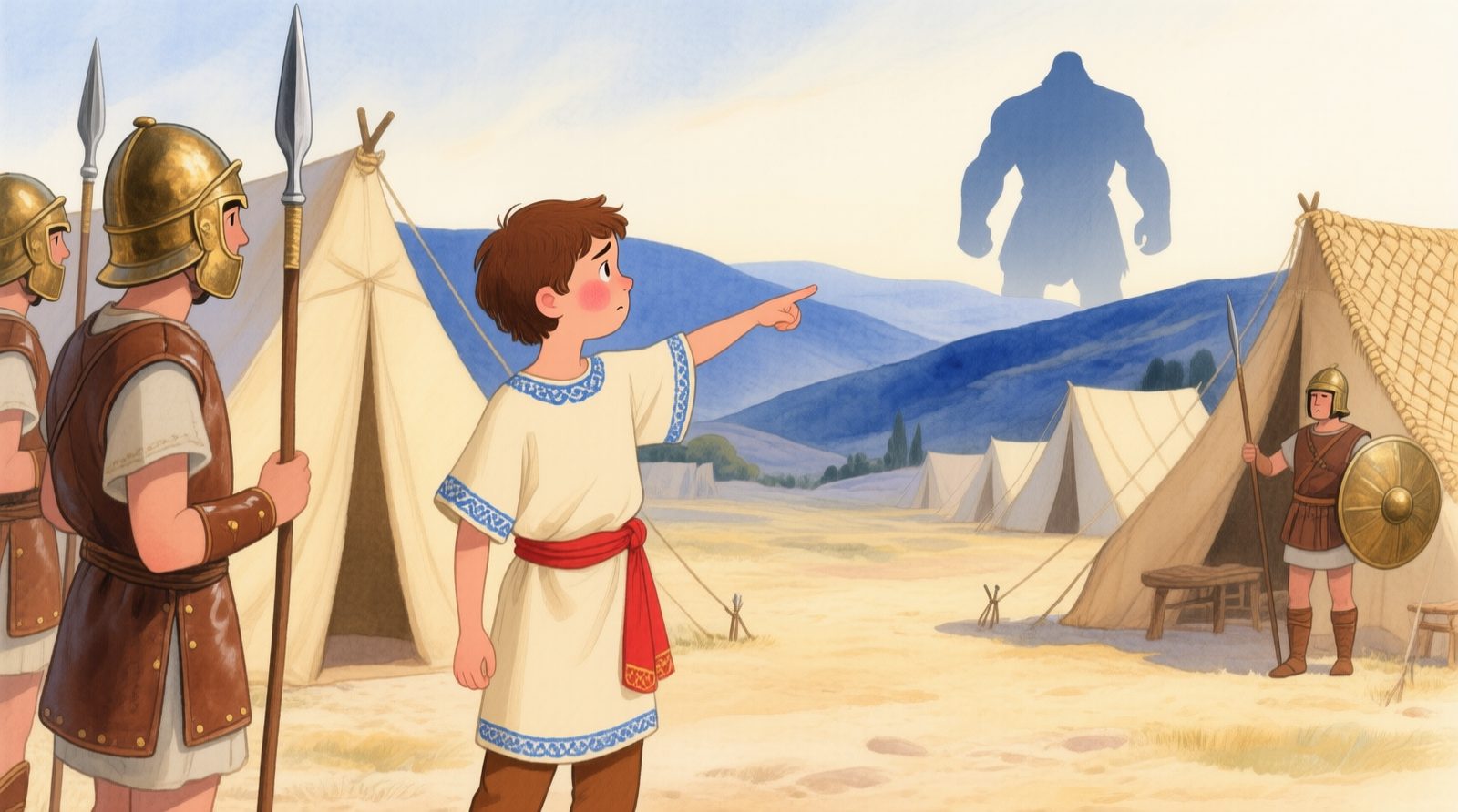 Davi chegando ao acampamento