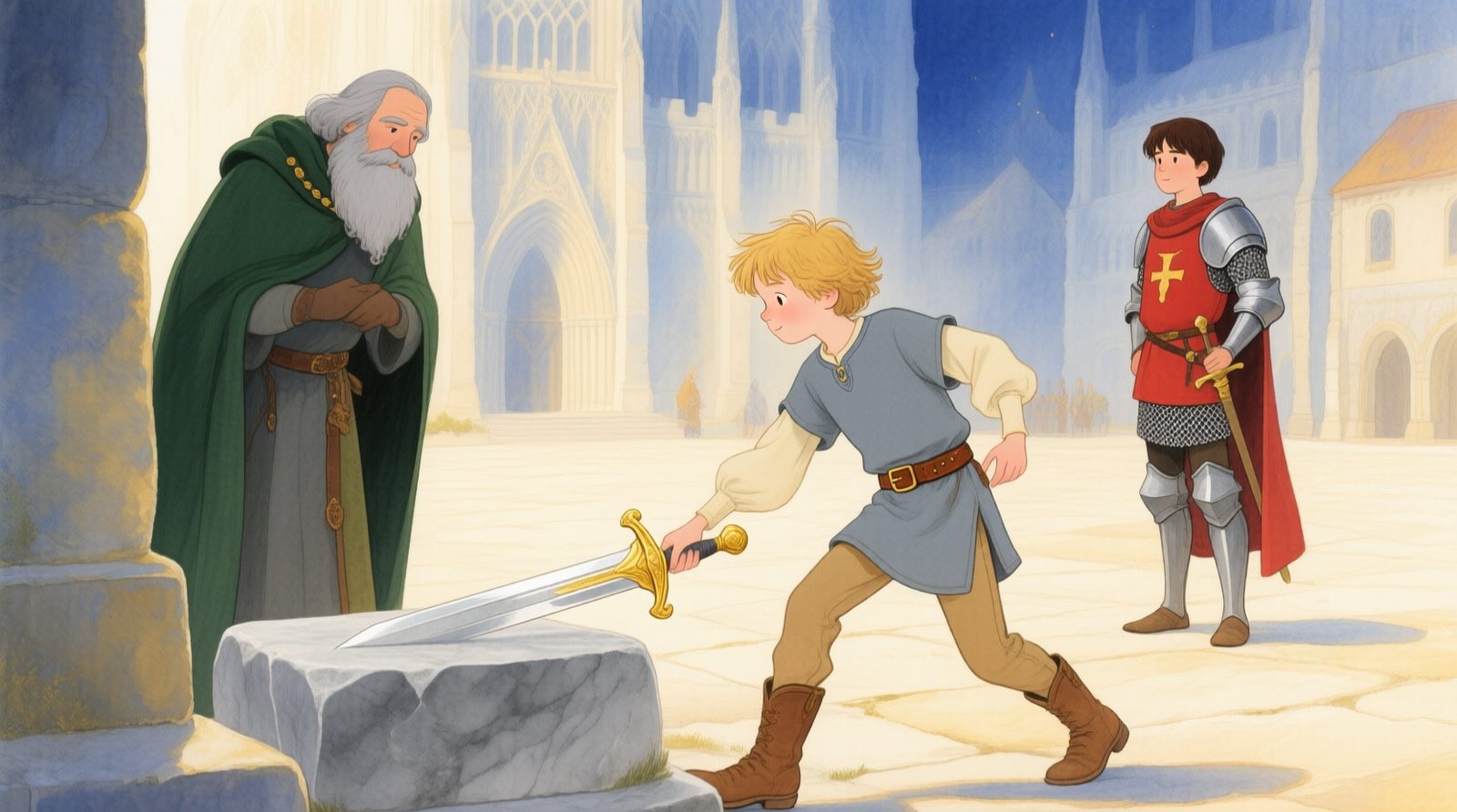 Arthur colocando a espada de volta