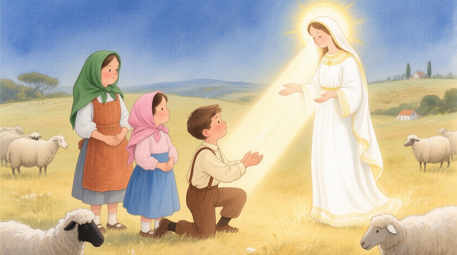 Luz de Nossa Senhora penetrando as crianças