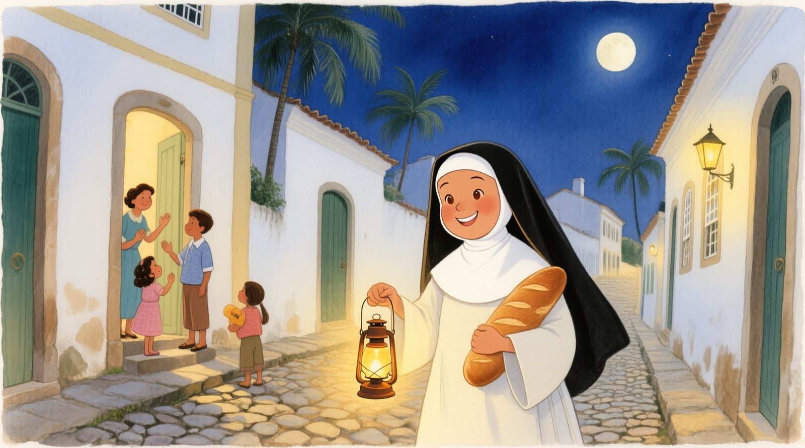 Irmã Dulce nas ruas à noite