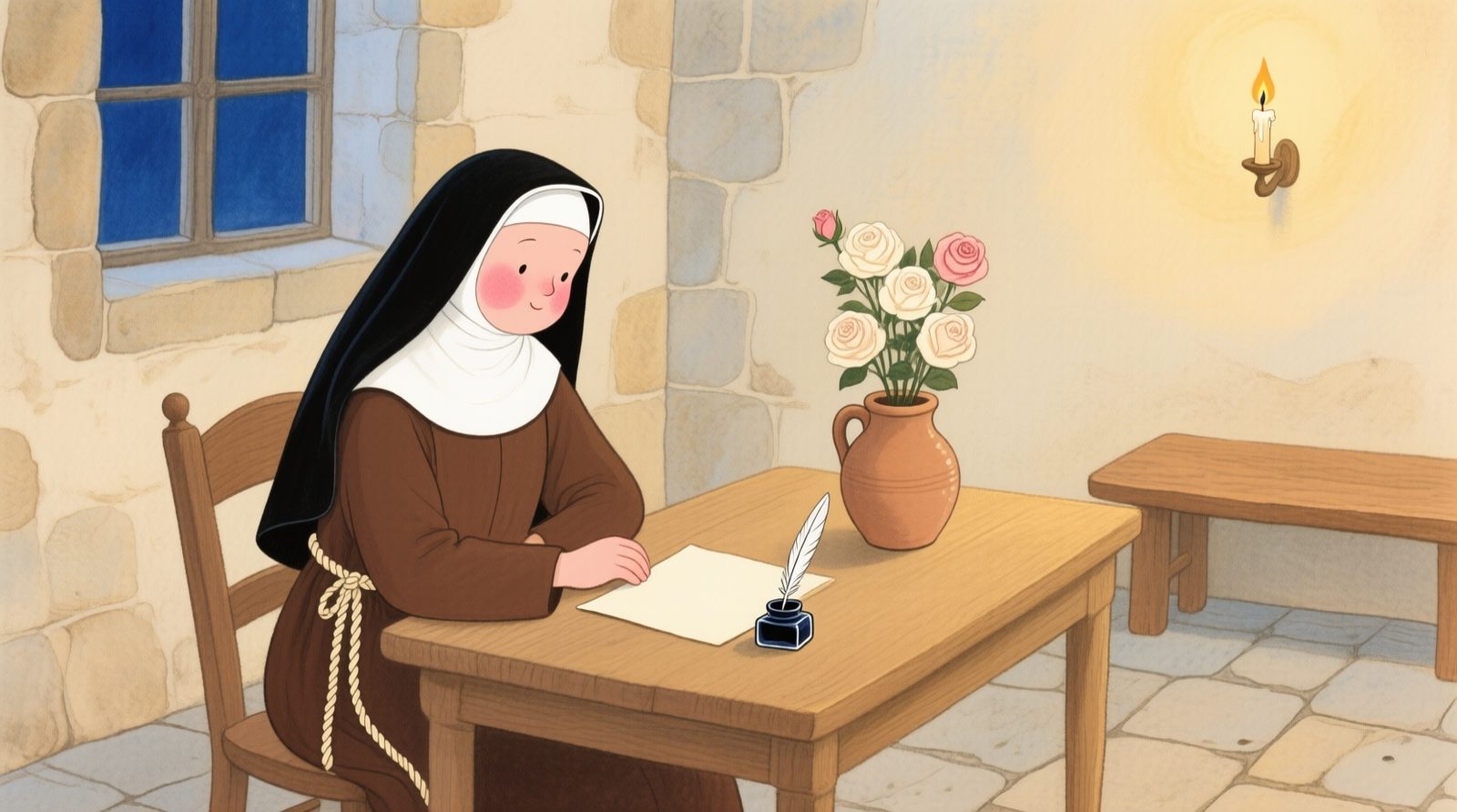 Teresinha escrevendo sua autobiografia